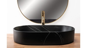 Lavoar ceramic pentru blat REA NADIA STONE BLACK MAT - Img 2