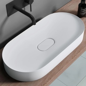 Lavoar de baie Iris , pentru blat , Dimensiune 71 cm , Culoare Alb - Img 1