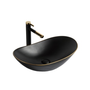 Lavoar de blat PRO ZUZAN negru mat,cu margine aurie,dimensiune 60,5 x 36 x 15 cm - Img 2