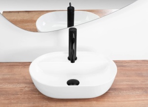 Lavoar de blat Rea Aura 42cm , Design Modern Din Ceramica Sanitara ,Culoare Alb - Img 2