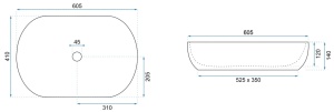 Lavoar De Blat REA CLEO ALB cu MARGINEA AURIE, Dimensiuni 60.5 X 41 X 14 Cm, Montaj Pe Blat, Forma Ovala, Ceramica Sanitara, Alb/Auriu - Img 5