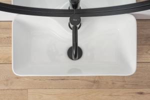 Lavoar de blat REA MERY, 50.5x 25x 14 cm, Montaj Pe Blat, Design Deosebit, Forma Dreptunghiulara, Ceramica Sanitara, Alb - Img 6