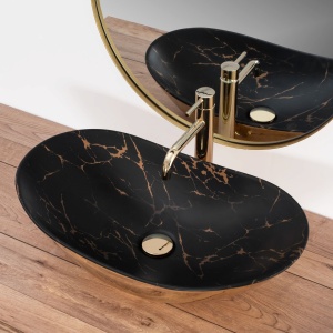 Lavoar de blat REA Royal In Black Marble Gold, Dimensiuni 60.5x36x15xm - Img 4