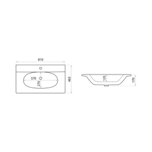 Lavoar dreptunghiular pentru mobilier Spectrum Carolina 80 cm alb - Img 4