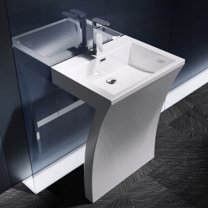 Lavoar Independent PRO LEON, Dimensiuni 60x48 x 82 cm, Forma Rectangulara, Cu Gaura Baterie, Alb - Img 3