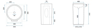 Lavoar Independent REA ESTER, Dimensiuni 44.5 x 46 X 81.5 Cm, Forma Rotunda, Alb - Img 6