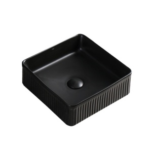 Lavoar pe blat, Aura, Material Ceramica, Negru Mat, 37.5x37.5x13 cm - Img 1