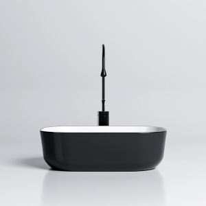 Lavoar pe Blat, Milo, Marmura Ceramica Alb Interior-Negru Exterior , Dreptunghiular 45,5 x 32,5 x 13,5 cm - Img 9