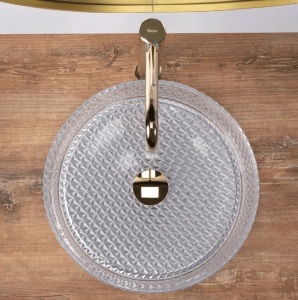 Lavoar pe blat REA Cristal Transparent,diametrul 35,5 x 11,5 cm - Img 5
