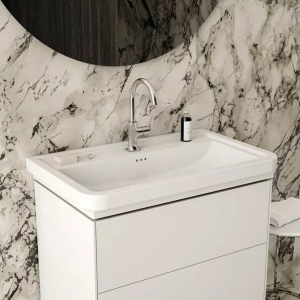 Lavoar pe mobilier Ideal Standard Atelier Calla alb lucios 87 cm cu orificiu baterie si preaplin - Img 10