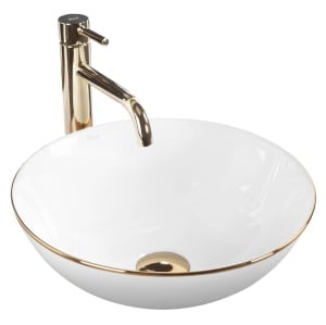 Lavoar pentru baie Rea Stella , Cu tip de montare pe blat ,Culoare White Gold Edge - Img 1