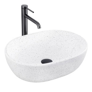Lavoar pentru blat oval finisaj mat Amelia WARM imitatie piatra - Img 7