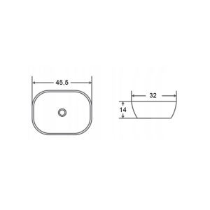 Lavoar pentru blat PRO TOKYO Marmura neagra mat 45,5x32x13,5 cm - Img 2