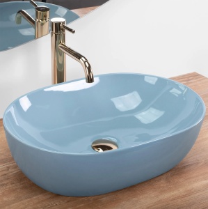 Lavoar pentru blat REA LISA , Culoare Light Blue Shiny - Img 2