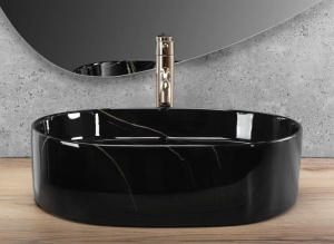 Lavoar pentru blat Rea Nadia, Dimensiune 50cm, Black Stone - Img 6
