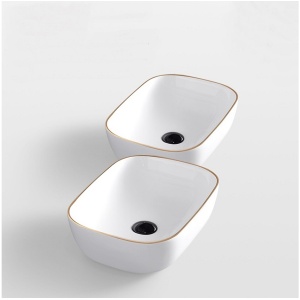 Lavoar pentru blat Tokyo alb auriu 45,5x32x14 cm - Img 3