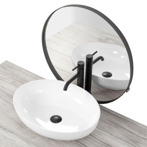 Lavoar REA CAROLA SLIM, 51.5 x 39 x 14 cm, montaj pe blat, ceramica sanitara, fara gaura baterie, Alba - Img 5