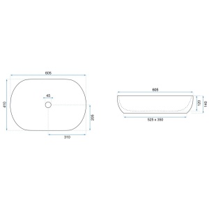 Lavoar REA CLEO White, oval, 60.5x40.5 cm, montaj pe blat, ceramica sanitara, fara gaura baterie, Alba - Img 5