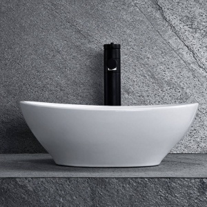 Lavoar REA Sofia Mini White, 34x27x13 cm, montaj pe blat, design deosebit, ceramica sanitara, Alb - Img 3