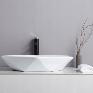 Lavoar REA VEGAS WHITE, Dimensiuni 57 x 37 X 14 cm, Montaj Pe Blat, Design Deosebit, Ceramica Sanitara, Alba - Img 5