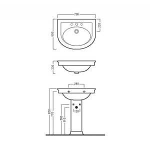 Lavoar suspendat Hatria Dolcevita alb 70 cm - Img 4