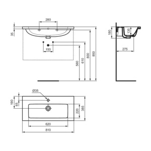 Lavoar suspendat Ideal Standard i.life S alb lucios 81 cm - Img 12