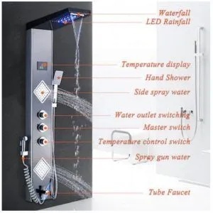 Panel de dus PRO 19,multifunctional,cu led,negru,ecran digital,efect de ploaie,jeturi spa - Img 8