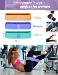 Set 3 benzi elastice fitness ODISSEY LIFE®, din bumbac si latex, 3 niveluri de rezistenta - Img 2