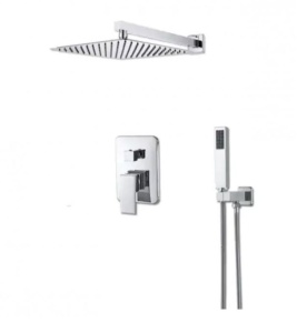 Set baterie crom PRO10 cu doua functii, pentru cada si dus , cu para patrata tip ploaie, baterie incastrata - Img 3