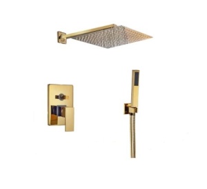 Set Baterie Dus Gold PRO13, Montaj In Perete, 2 Functii, Para Patrata Tip Ploaie 30x30cm