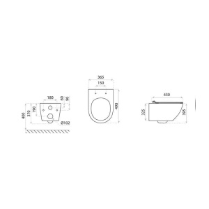 Set vas WC suspendat rimless cu capac soft close Spectrum Trendi Slim auriu-negru - Img 4