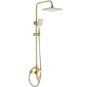 Sistem Complet De Dus REA HASS Brush Gold, Montaj Pe Perete, Para Dreptunghiulara Tip Ploaie 19,5 x 26,5 Cm, 3 Functii - Img 6