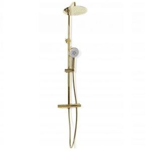 Sistem dus cu termostat REA ERA Vincent, dus tip ploaie 25x25, dus de mana, design modern, finisaj L.Gold