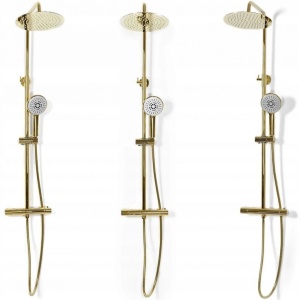 Sistem dus cu termostat REA ERA Vincent, dus tip ploaie 25x25, dus de mana, design modern, finisaj L.Gold - Img 6