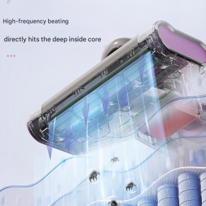 Aspirator Antiacarieni SeveShop, Sterilizator UV, Filtru HEPA Lavabil, Ideal pentru Saltele, Perne, Canapele, Lampa UV-C, Vibratii de Profunzime, Compact si Usor de Manuit, Aspirator cu Perie Rulou, Violet - Img 5