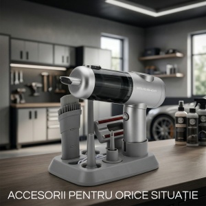 Aspirator Mana Portabil, SeveShop®, Aspirator Fara Fir Wireless, Aspirator Portabil Cu Filtru HEPA, Putere 100W, 7.4V, Autonomie 30–60 Min, Aspirator Mana Cu Capacitate 0.2L, Ideal Pentru Casa Birou Si Masina, Compact Si Usor, Curatare Wet & Dry, Argintiu - Img 7