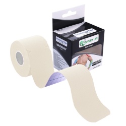 Banda Kinesiologica, Kinesio Tape - ODYSSEY LIFE, pretaiata, impermeabila pentru ameliorarea durerii, rola cu 20 benzi de 25 cm lungime, culoare Alb