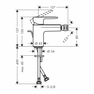 Baterie bideu Hansgrohe Vernis Blend monocomanda crom lucios cu ventil Pop-Up - Img 2