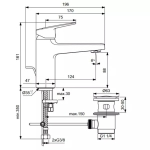 Baterie lavoar cu monocomanda Ideal Standard Ceraplan BD276AA - Img 3