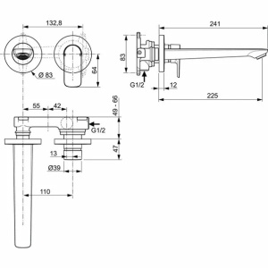 Baterie lavoar Ideal Standard Connect Air pipa 23 cm montaj incastrat - Img 2
