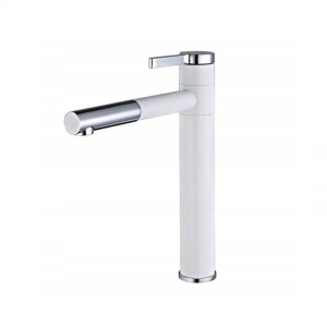 Baterie lavoar PRO ALTO High, Montaj pe chiuveta, Capat Ajustabil, inaltime 29.5cm, finisaj Alb