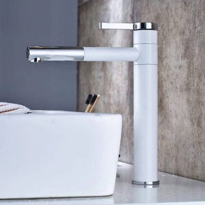 Baterie lavoar PRO ALTO High, Montaj pe chiuveta, Capat Ajustabil, inaltime 29.5cm, finisaj Alb - Img 5