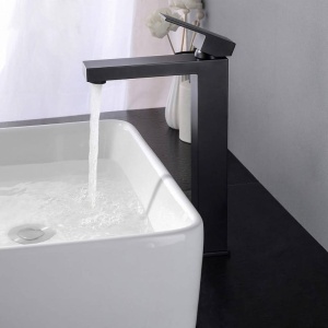 Baterie lavoar PRO QUADRO BLACK High, Montaj pe blat, inaltime 27cm, finisaj Negru Mat - Img 2