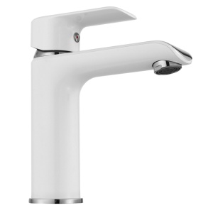 Baterie Lavoar REA BLOOM WHITE CHROM LOW, Montaj Pe Blat, Capat Fix, Inaltime 17 Cm, Finisaj Alb/Crom - Img 5