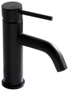 Baterie lavoar REA LUNGO BLACK Low, Montaj pe blat, inaltime 16.5cm, finisaj Negru Mat