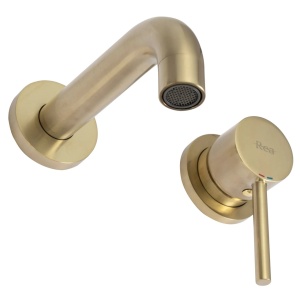 Baterie Lavoar REA LUNGO GOLD BRUSHED + BOX, Montaj Incastrat In Perete, Culoare Auriu - Img 6