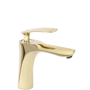 Baterie Lavoar REA ORBIT GOLD LOW, Montaj Pe Lavoar, Capat Fix, Monocomanda, Inaltime 11.7 Cm, Auriu