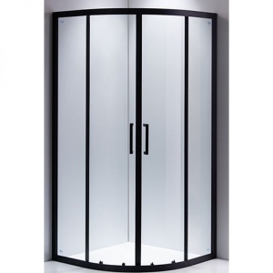 Cabina de dus BS01B Semirotunda, Usi Glisante, Design Modern 90x90cm, Culoare Negru