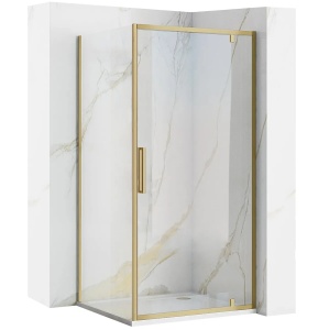 Cabina de dus cu usa batanta Rea Rapid Swing 100x100, Auriu periat