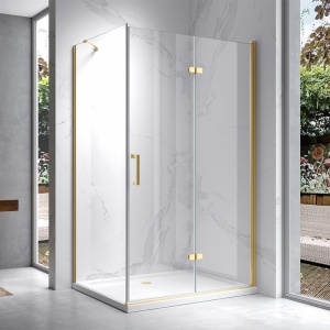 Cabina de dus dreptunghiulara din sticla securizata de 6 mm si rame aurii KZ20F 120 x 80 mm - Img 2